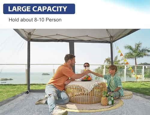 Canopy Universal Mosquito Netting Tent, Converts 10'x10' Canopy Gazebo into Camping Inner Tent, Screen House Camping Cube with Full PE Floors for Patio, Outdoor, Garden and Backyard.(Black)