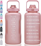 64oz,100oz,128oz Large Motivational Water Bottle with Time Marker, Leakproof & BPA Free Half Gallon Big Water Bottle with Straw Handle Tritan Frosted Water Jug for Gym,Fitness,Outdoor Sports