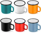 P&P CHEF Enamel Camping Coffee Mug Set of 6, Small Colored Mugs Cups for Family Gathering/Friend Party/Camping/Picnic/Fishing, Lightweight & Portable -12 Ounce, 350ML & Multicolor