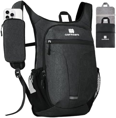Lightweight Packable Backpack for Women Men - 20L Small Waterproof Foldable Daypack for Travel, Hiking, and Daily Use, Adjustable Chest Strap Multiple Pockets, Black
