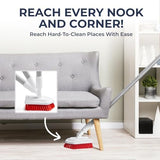 Shower Scrubber with Long Handle, Stiff Bristles Grout-Brush, Tub Scrub-Brush with Long-Handle, Shower-Cleaner Brush, Grout Cleaning Brush for Tile floors, Scouring Pad & Microfiber Cloth for Bathroom