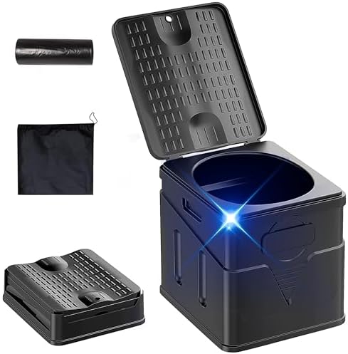 Portable Toilet,Camping Toilet Have Small Foldable Size. It is Compact Portable Toilet for Adults and Children. Suitable for Cars, Hiking, Beaches and Camping, Black