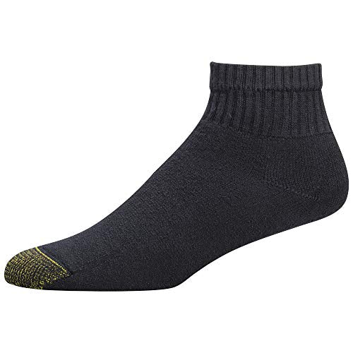 Gold Toe Men's Cotton Quarter Athletic Sock 6 Pair (12 PCS) 13-15 / Shoe: 12-16, BLACK)