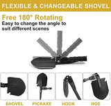 Folding Shovel, (24.21'') Camping Shovel, Survival Off Road E Tool Shovel, with Pickaxe, Portable Bag, High Carbon Steel, for Digging, Backpacking, Hiking, Gardening, Emergency, Outdoor