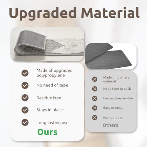 PADOOR 15PC Stair-Treads Non Slip, 3D Peel and Stick Stair Treads for Wooden Steps Indoor, Stair-Carpet Treads Washable Reusable Adhesive Stair-Runner Rugs for Kids and Dogs 8"x30" Grey