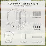 EAST OAK Screen House Tent Pop-Up, Portable Screen Room Canopy Instant Screen Tent 4 x 4 FT with Carry Bag for Patio, Backyard, Deck & Outdoor Activities, Beige