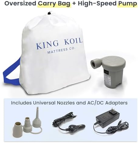 King Koil Luxury Toddler Inflatable Child Airbed, Travel Bed with Built-in Safety Bumper, Portable Air Mattress for Kids, Includes High-Speed Pump - Blue, 1-Year Manufacturer Warranty