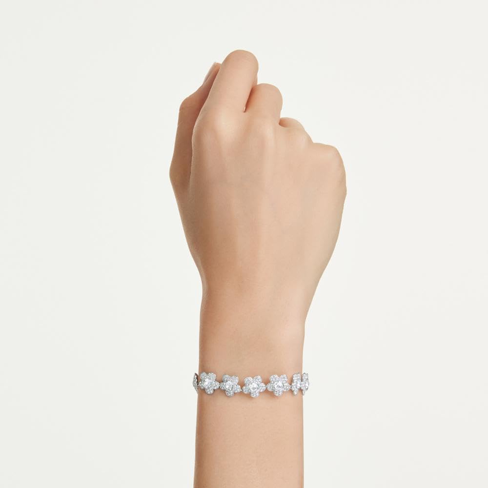 Swarovski Ariana Grande x bracelet, Round cut, Flower, White, Rhodium plated