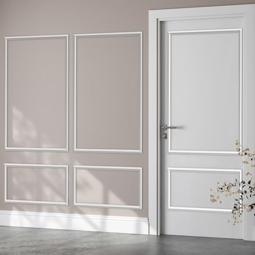 Pangda 3 Set Peel and Stick Wall Molding Kit, Premade Accent Molding Wainscoting Panel for Interior Wall Moulding Decor, Ready to Assemble Wainscoting Accent Panel (63 x 39 in)