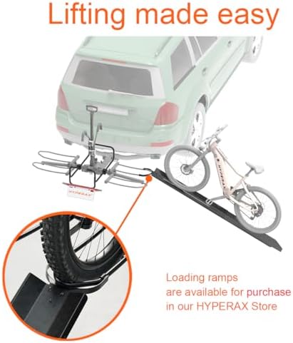 HYPERAX Volt 2 - E Bike Hitch Mounted Platform Style 2 Bikes Carrier for Car, SUV, Trucks, Sedan, Tilting e-Bike Rack for Hitch Fits Up to 2 X 70 lbs Bike with Up to 5" TIRE - NO RV USE!