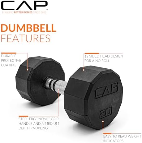 CAP Barbell Coated Hex Dumbbell Weight | Multiple Options