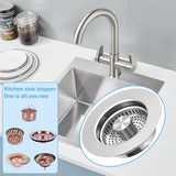 3-in-1 Kitchen Sink Drain Strainer & Stopper, Stainless Steel Food Catcher Plug with Filter Basket, Fits 3-1/2 Inch Drain Hole, Universal Sink Protector Cover, Anti-Clogging, Silver