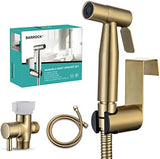 BARROCK Handheld Bidet Sprayer for Toilet, Stainless Steel Metal Made Baby Cloth Diaper Spraying Kit, Bathroom Toilet Bidet Attachment Set for Bathing Pets and Feminine Hygiene, Brushed Brass Gold