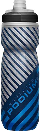CamelBak Podium Chill Insulated Bike Water Bottle - Easy Squeeze Bottle - Fits Most Bike Cages - 21oz, Navy Stripe