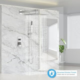 Shower Faucet Set Bathroom Square Rain Shower Head and Handle Set, Wall Mounted Shower Fixtures, Full Metal Trim Repair Kit 10 inch Brushed Nickel (With Shower Valve)