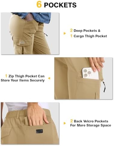 TBMPOY Women's Hiking Cargo Pants Lightweight Water Resistant Quick Dry Fishing Camping Travel Work Pant with 6 Pockets