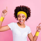 Bememo 6 Pcs Neon Sports Sweatbands Set Paris Sports Competitions Sweatbands 2 Headband 4 Wristbands Breathable Terry Cloth Athletic Bands for Basketball Tennis Costumes Cosplay