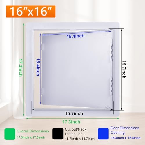 Suteck Plastic Access Panel for Drywall Ceiling 16 x 16 Inch Reinforced Plumbing Wall Access Doors Removable Hinged White