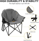 REALEAD Oversized Heated Camping Chair | Fully Thick Padded | Heated Chairs for Outdoor Sports with Back and Seat Heating | Heated Folding Chair for Adults | Support 400lbs | Battery NOT Included
