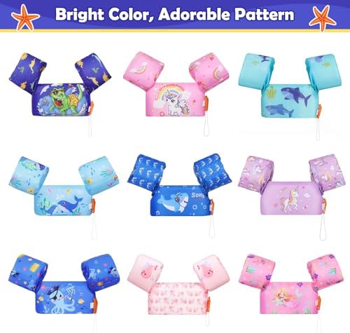 MoKo Toddler Swim Vest for Kids, 20-66 lbs, Arm Floaties with Adjustable Straps, Nylon Material, Swim Vest for Toddlers Learning to Swim