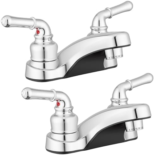 Pacific Bay Lynden Bathroom Sink Faucet - Metallic Plating Over Lightweight ABS Plastic (Chrome) - 2 Pack