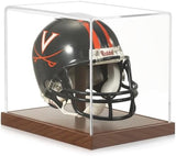 JupDec Mini Helmet Display Case, Acrylic Clear 1/2 Football Baseball Helmet Showcase, UV Protection Souvenirs and Collectibles Box with Solid Wood Base & Riser, Ideal Gift for Sports Enthusiast