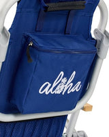 Tommy Bahama Kid's 5-Position Lay Flat Backpack Folding Beach Chair, Solid Navy Wavy Marlin