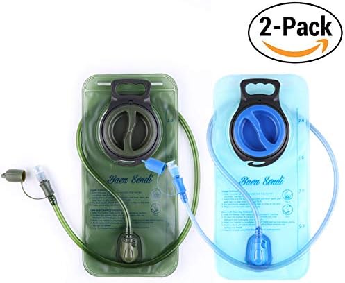 Hydration Bladder 2 Liter/70 oz(2 Pack) - Water Bladder Pack of 2(1 Piece Blue+1 Piece ArmyGreen) - BPA Free Hydration Pack Replacement