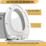 Slow Close Toilet Seat BR501-00 White Elongated, Stain-Resistant and Easy to Keep Clean, Heavy Duty Fits All Toilet Brands, Executive Series