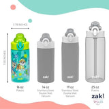 Zak Designs PAW Patrol Sage Kids Water Bottle For School or Travel, 16oz Durable Plastic Water Bottle With Straw, Handle, and Leak-Proof, Pop-Up Spout Cover, 2-Pack Set Chase & Friends