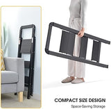 KINGRACK Aluminium 3 Step Ladder, Lightweight Step Stool with Non-Slip Pedals, Handrail, 330 LBS Foldable Step Ladder for Kitchen, Garage, Home, Space Saving, Sturdy and Portable, Black