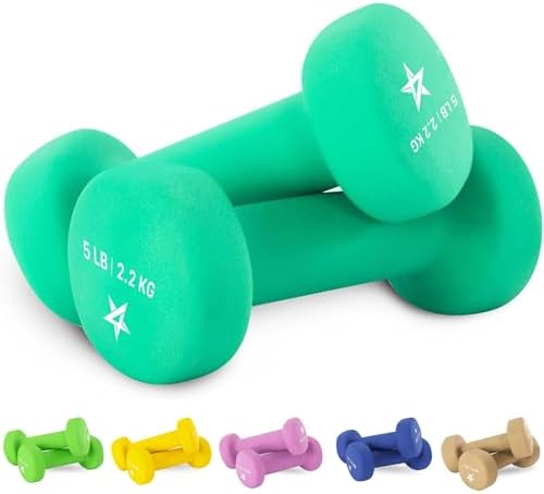 Yes4All Neoprene Coated Dumbbell Hand Weight Sets of 2 - Multiple Weight Options with 15 Colors, Anti-roll, Anti-Slip, Hexagon Shape