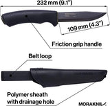Morakniv Carbon Steel Fixed-Blade Bushcraft Knife with Sheath, Black, 4.3 Inch