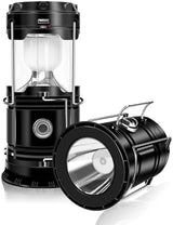 DIBMS 2-Pack Solar Camping Lantern, Collapsible LED Solar USB Rechargeable Lantern Flashlight Emergency Hanging Lights for Camping Hurricanes Power Outages Indoor Outdoor