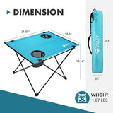 VILLEY Folding Camping Table, Lightweight Portable Beach Table with 2 Cup Holders & Carry Bag for Camping, Beach, Fishing, Travel, and Outdoor Activities (Small)