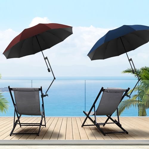 UPF 50+ Beach Umbrella with Adjustable Universal Clamp