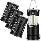 4 Pack Lantern Camping Essentials Lights, Led Flashlight for Power Outages, Tent Lights for Emergency, Survival Gear and Supplies for Hurricane, Rechargeable and Battery Powered Operated Lamp