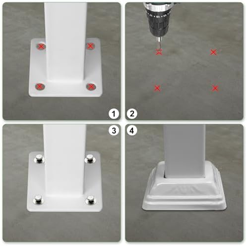 Outvita Handrails for Outdoor Steps, Wrought Iron Handrail Fits 2 or 3 Steps, Transitional Handrail with Installation Kit, Stair Railing for Concrete Steps or Wooden Stairs(White)