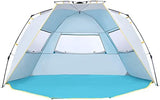 WolfWise 4-5 Person Easy Up Beach Tent UPF 50+ Portable Instant Sun Shelter Canopy Umbrella with Extended Zippered Porch, Blue