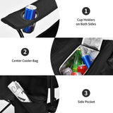 ReunionG Double Folding Camping Chairs, Portable Beach Chairs with Removable Umbrella & Mini Table Carrying Bag, Outdoor Lawn Chairs for Picnic, Patio, Pool, Park (Black)