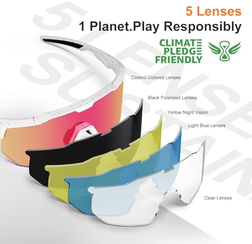 HAAYOT Polarized Sports Sunglasses for Men Women Youth Baseball Cycling Running Softball Biking Glasses 5 Lenses