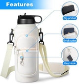 Water Bottle Holder with Strap for Hydroflask 32oz 40oz Insulated Water Bottle, Carrier Sling Bag with Phone Pocket Water Bottle Sleeve for Men Women Hiking Camping Travelling