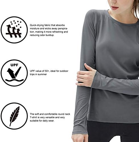 isnowood Women's Sun Protection Long Sleeve Shirts, UPF 50+ UV Rash Guard Swim Shirt, Workout Hiking Running Athletic Tops