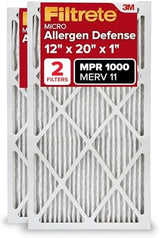 Filtrete 12x20x1 AC Furnace Air Filter, MERV 11, MPR 1000, Micro Allergen Defense, 3-Month Pleated 1-Inch Electrostatic Air Cleaning Filter, 2 Pack (Actual Size 11.81x19.81x0.81 in)