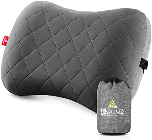 Hikenture Camping Pillow with Removable Cover - Ultralight Inflatable Pillow for Neck Lumbar Support - Upgrade Backpacking Pillow - Washable Travel Air Pillows for Camping, Hiking, Backpacking