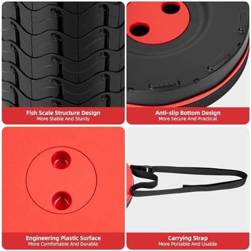 Collapsible Folding Chair - Upgraded Portable Chair with 400lbs Load Capacity, Perfect for Camping, Fishing, Hiking - Folding Stool with Carrying Straps, Gift for Fisherman (Red)