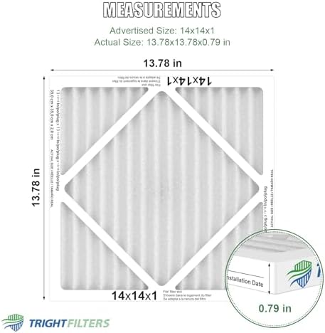 14x14x1 Air Filter 4 Pack, MERV 8 Pleated Dust Defense Air Filters Replacement Air Conditioner HVAC AC Furnace Filter, Durable and Lightweight