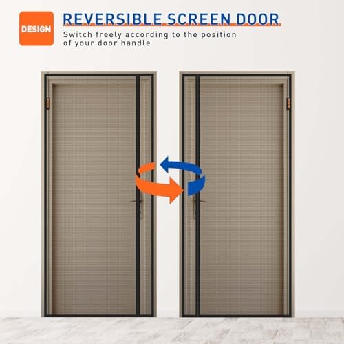 MAGZO Magnetic Screen Door Side Opening, Fits Door Size 36 x 80 Inch, Actual Mesh Size 38" x 81", Fiberglass Net Screen with Strong Magnet for Doorway, Gray