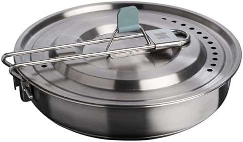 Stanley Wildfare Core 12-Piece Stainless Steel Fry Pan Cook Set | 1 qt Fry Pan with Fold & Lock Handle | Plates, Utensils, Spatula | Camping Essentials for Your Camp Kitchen | BPA-Free