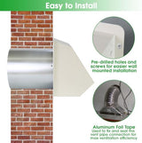 10 Inch Hooded Wall Vent with Screen and Damper, Outdoor Wall Exhaust Vent Cover Cap for Kitchen Range Hood Dryer Exterior Ventilation and Outside Air Exhaust, Galvanized Steel, White